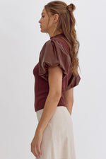 Carmen Puff Sleeve Top • Brown