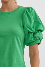 Jane Puff Sleeve Top • Green