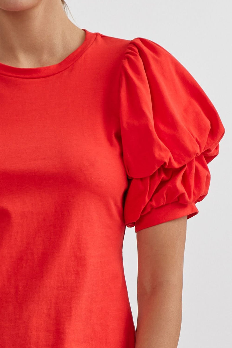 Jane Puff Sleeve Top • Red