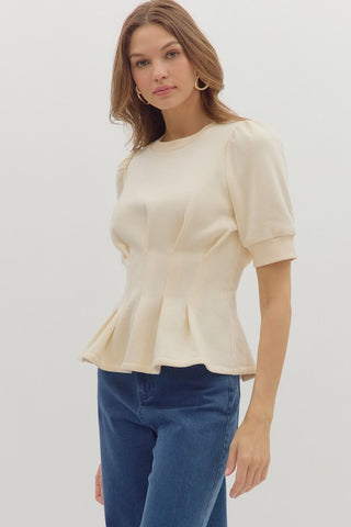 Erin Pleated Flare Top • Ecru