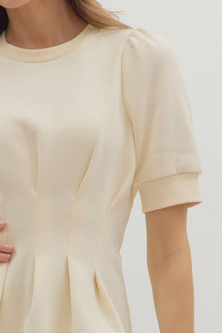 Erin Pleated Flare Top • Ecru