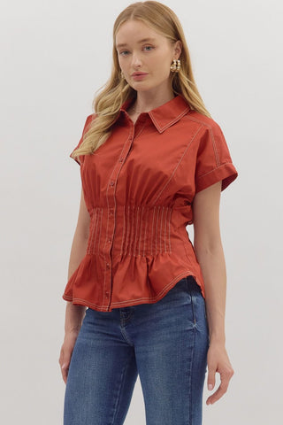 Ember Peplum Top • Rust