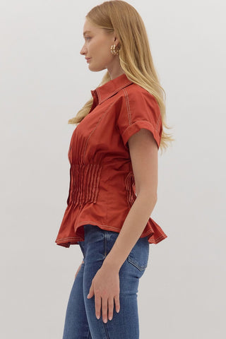 Ember Peplum Top • Rust