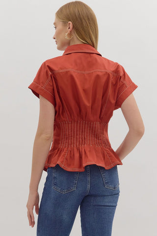 Ember Peplum Top • Rust