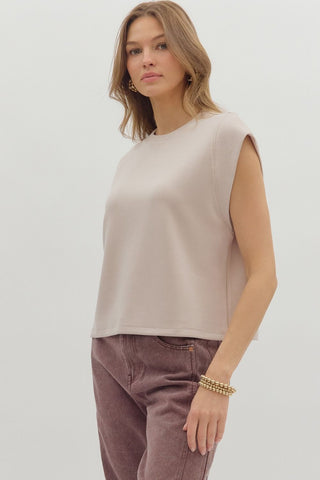 Ryla Crew-Neck Pullover Top • Almond