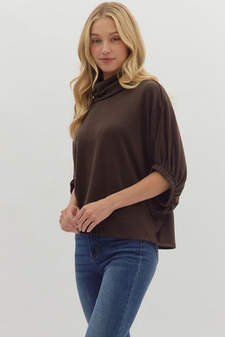 Ellie Turtleneck Dolman Top • Brown