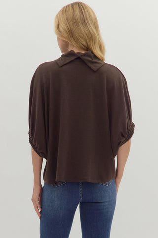 Ellie Turtleneck Dolman Top • Brown