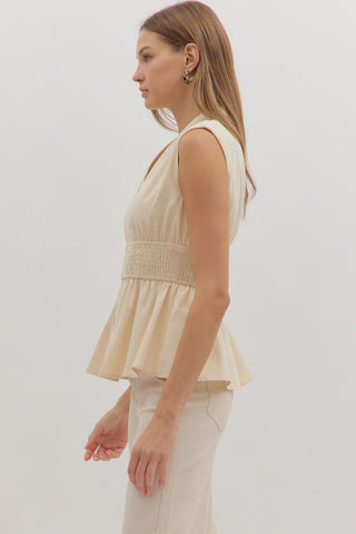 Presley Sleeveless Peplum Top • Ecru