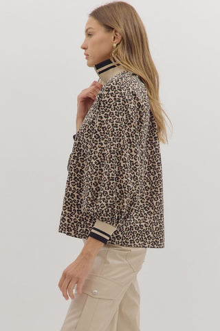 Eloise Leopard Zip Top • Taupe