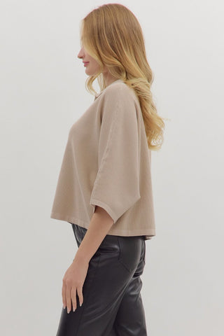 Cherish Knit V Neck Top • Stone