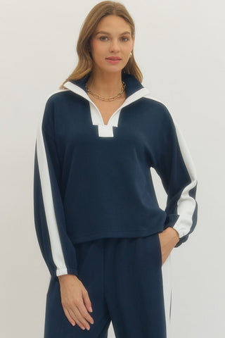 Lettie Long Sleeve Knit Top • Navy