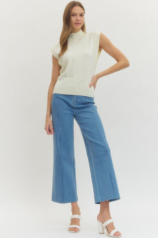 Maybelle Mock Neck Sleeveless Top • Cream