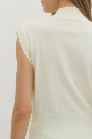 Maybelle Mock Neck Sleeveless Top • Cream