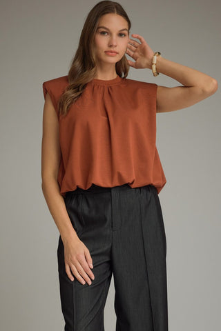 Emelia Cap-Sleeve Top • Rust