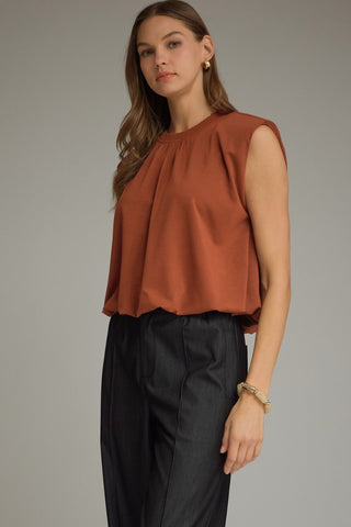 Emelia Cap-Sleeve Top • Rust