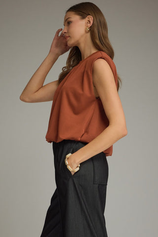 Emelia Cap-Sleeve Top • Rust