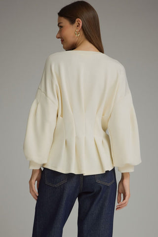 Nina Balloon Sleeve Pleated Blouse • Cream