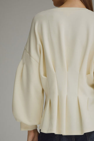 Nina Balloon Sleeve Pleated Blouse • Cream