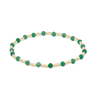 Extends Gemstone Gold Sincerity Pattern 3mm Bead Bracelet • Green Onyx