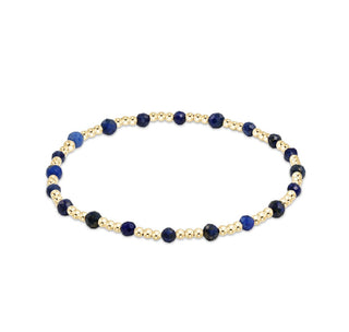 Extends Gemstone Gold Sincerity Pattern 3mm Bead Bracelet • Lapis