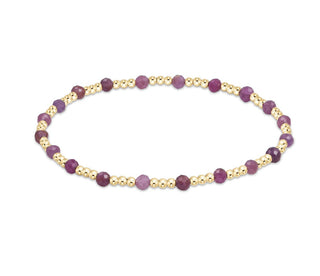 Extends Gemstone Gold Sincerity Pattern 3mm Bead Bracelet • Ruby