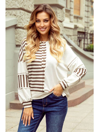 Cool Breeze Patchwork Pullover Top • Khaki