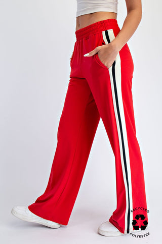 River Butter Soft Side Contrast Straight Pant • True Red