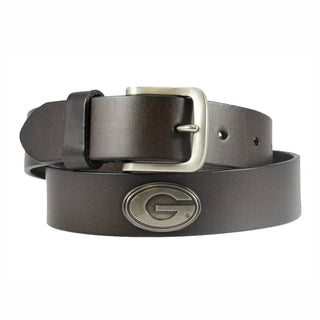 Georgia Bulldogs Men's Leather Belt • Brown
