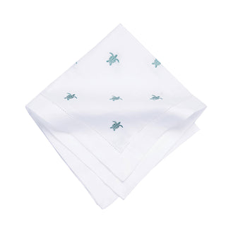 Coastal Aqua Turtle Hemstitch Napkin