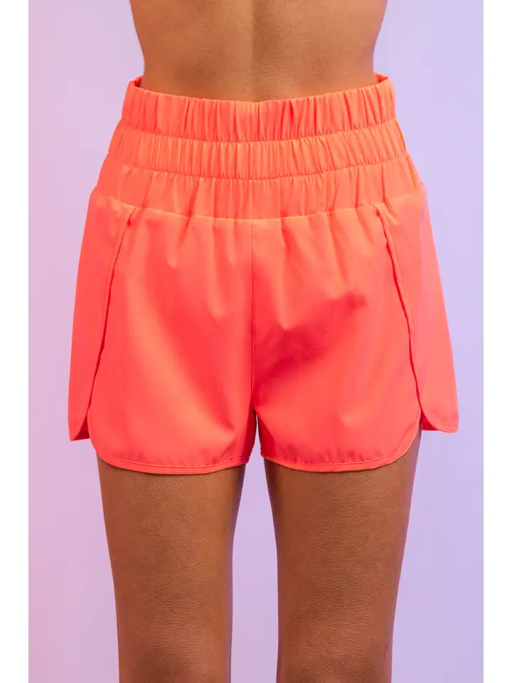 Carley Elastic Waist Shorts • Neon Pink
