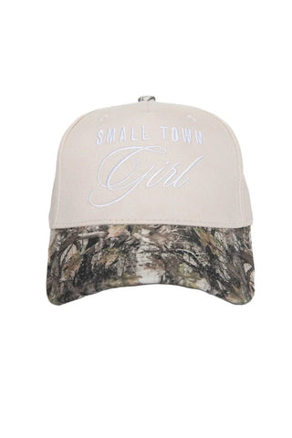 Small Town Girl Vintage Trucker Hat • Camo Tan