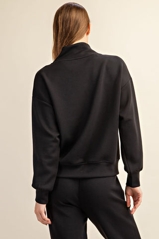 Millie Modal Scuba Luxe Half-Zip Jacket • Black