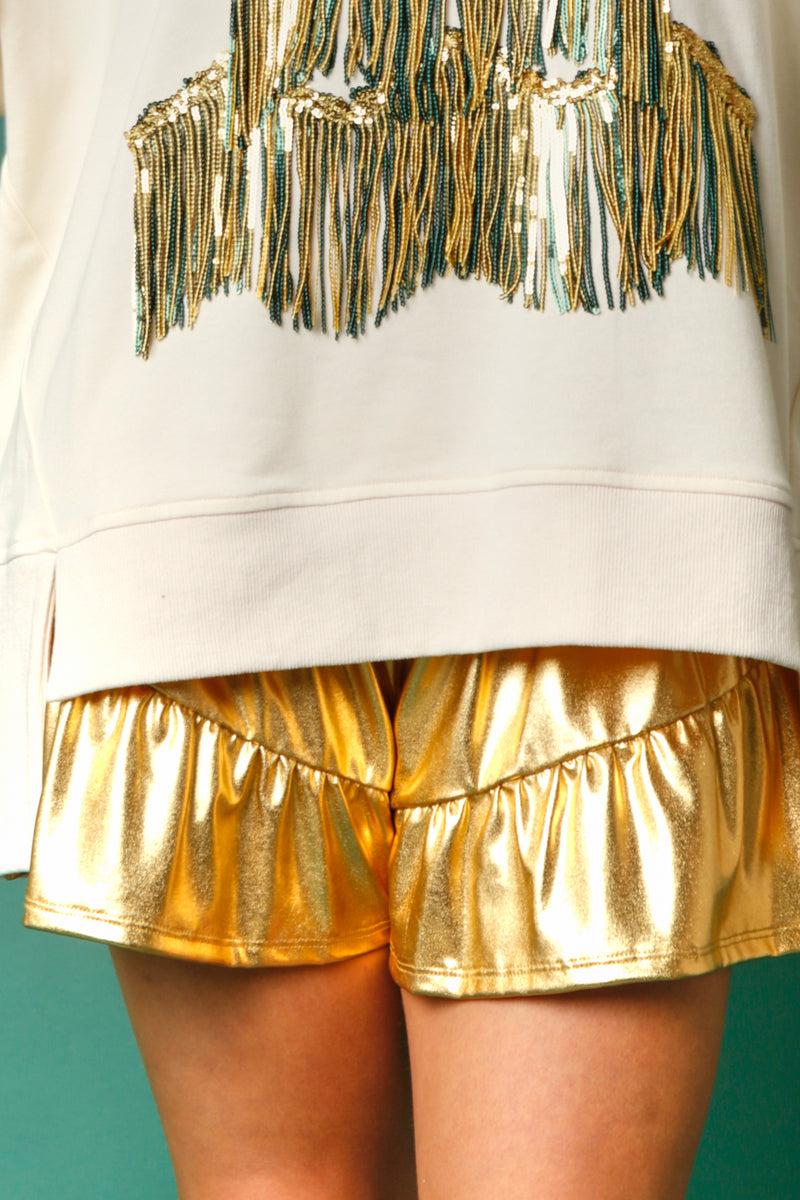Foil Tiered Shorts • Gold