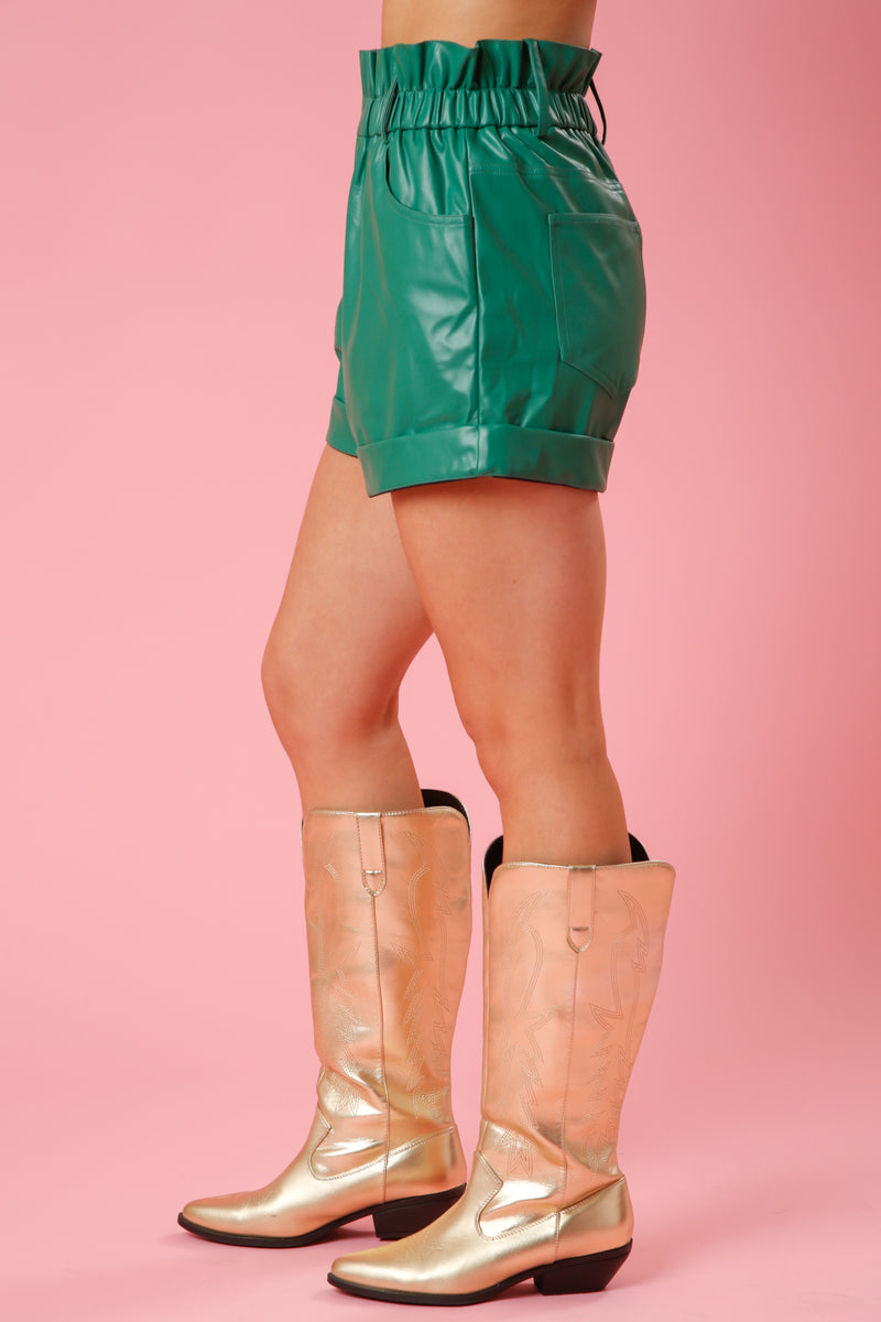 Faux Leather Shorts • Green