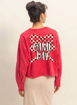 Game Day Terrors Bow Long Sleeve Tee • Red