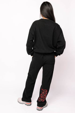 Licensed UGA Black w/ Multi Jewel Letter Sweatpants | Queen Of Sparkles