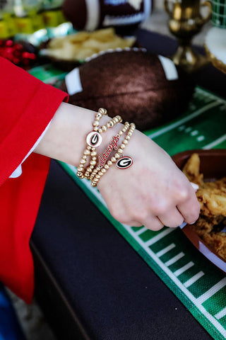 Georgia Bulldogs Ball Bead Stretch Bracelet