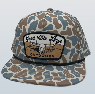 Good Ole Boys Cattle Skull Trucker Snapback • Blue Camo