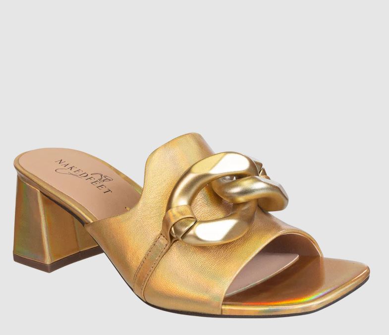 Coterie Slide on Heeled Sandal • Gold