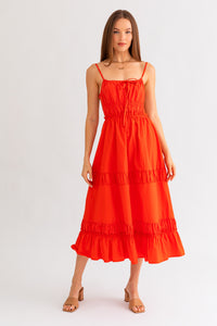 Rayla Midi Dress • Red Orange