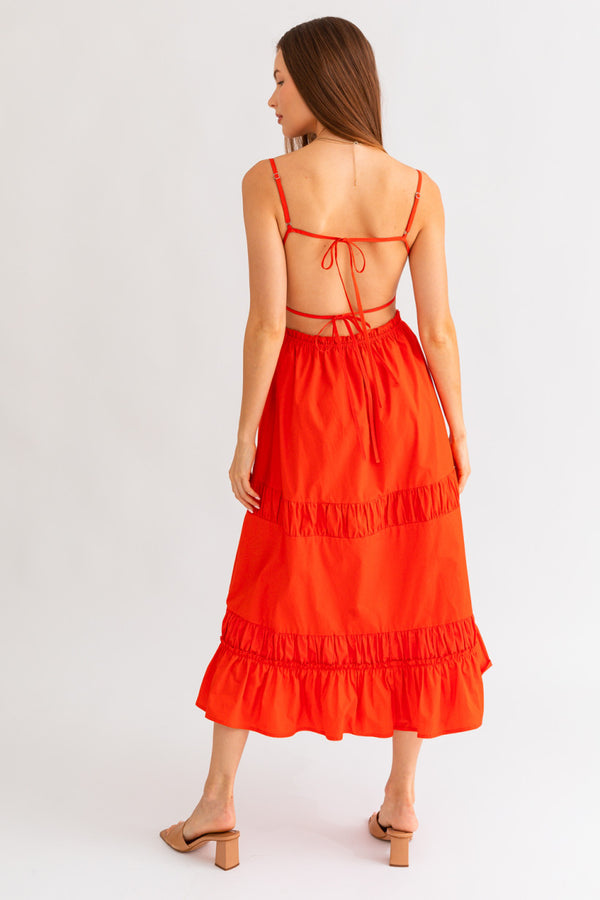 Rayla Midi Dress • Red Orange