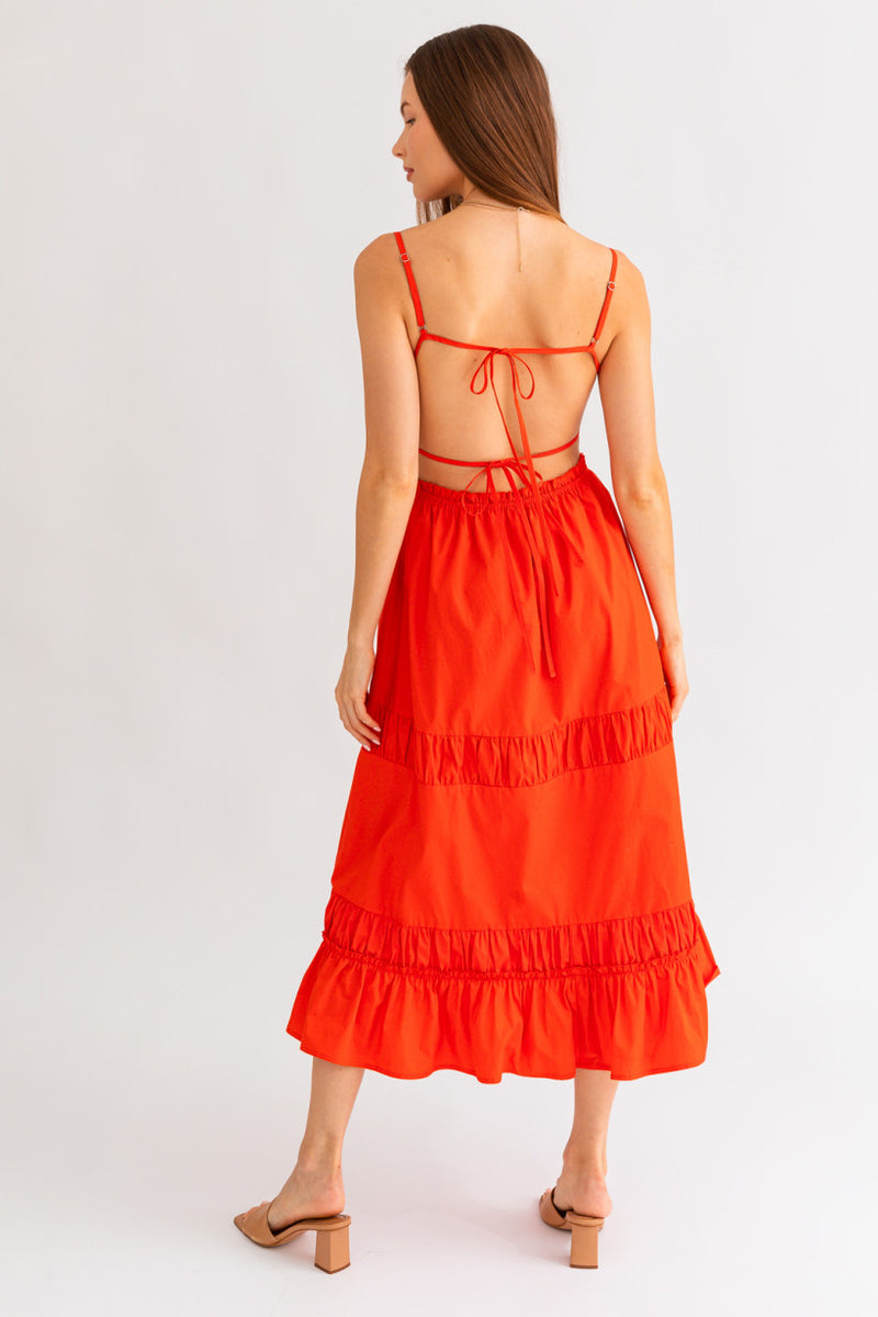 Rayla Midi Dress • Red Orange