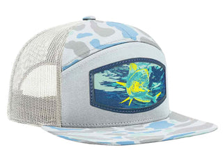 Mahi-Mahi Woven Patch Old School Cam Hat • Saltwater