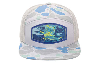 Mahi-Mahi Woven Patch Old School Cam Hat • Saltwater