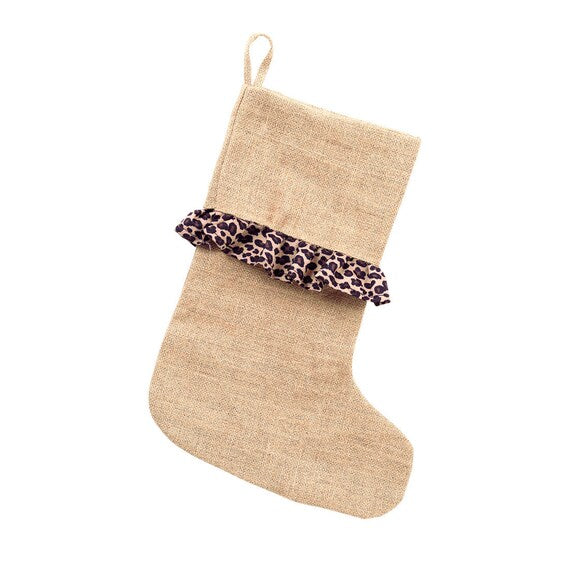 Burlap Leopard Stocking