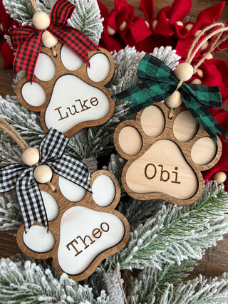 Custom Pet Name Paw Ornament