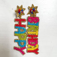 Happy Birthday Earrings • Beaded