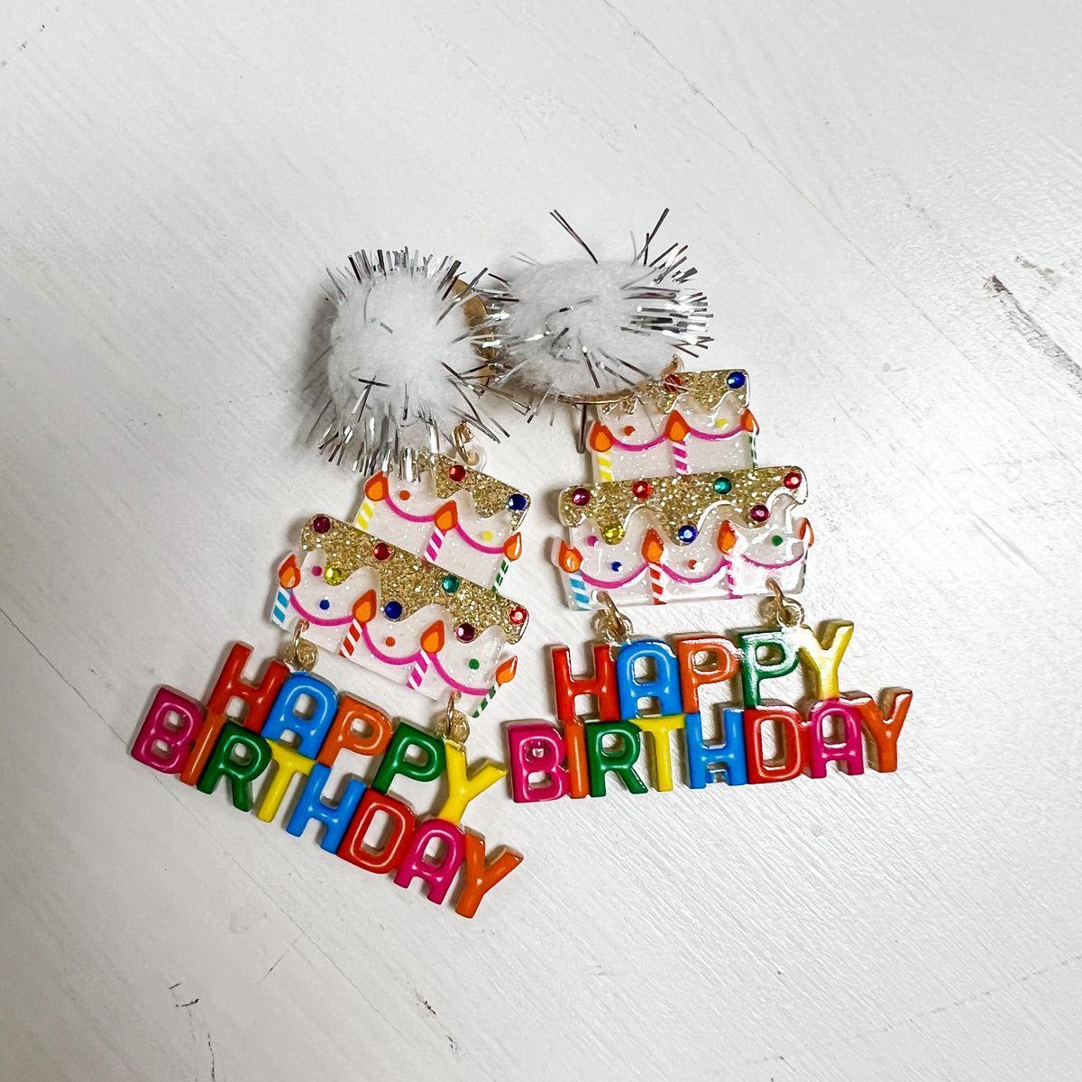 Happy Birthday Earrings • Pom-Pom