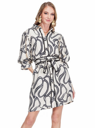 Puff Sleeve Shirt Dress • Ivory Pathways