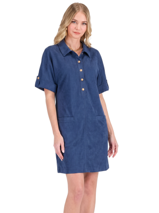 Placket Welt Pocket Dress • Sapphire